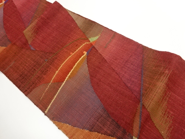 JAPANESE KIMONO / NAGOYA OBI / MAWATA TSUMUGI / WOVEN ABSTRACT PATTERN 